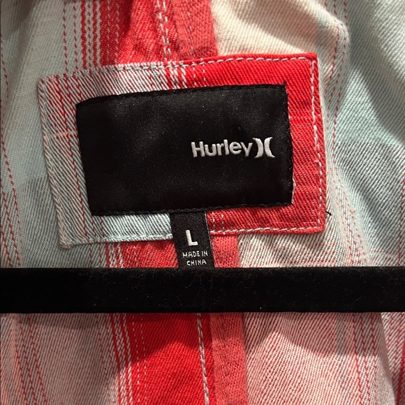 Hurley Red and White Plaid Utility Jacket - Picture 2 of 3